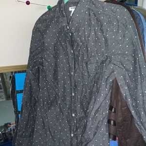 Polka dot long sleeve collared shirt